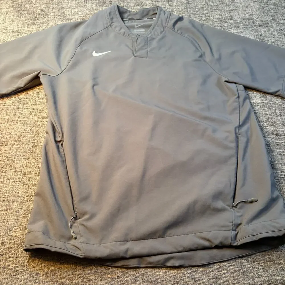 Lot of 2 Nike Mens Baseball Team Hot Jacket Anthracite Black and Gray Medium